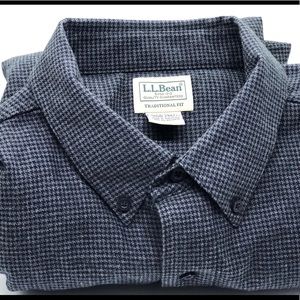 Mens LL Bean Wicked Good Flannel Shirt Houndstooth